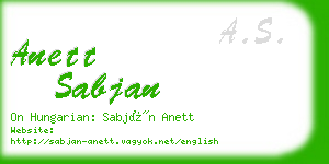 anett sabjan business card